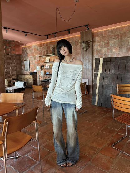 FayChui  Pearl Trimmed Draped Neck Wool Top