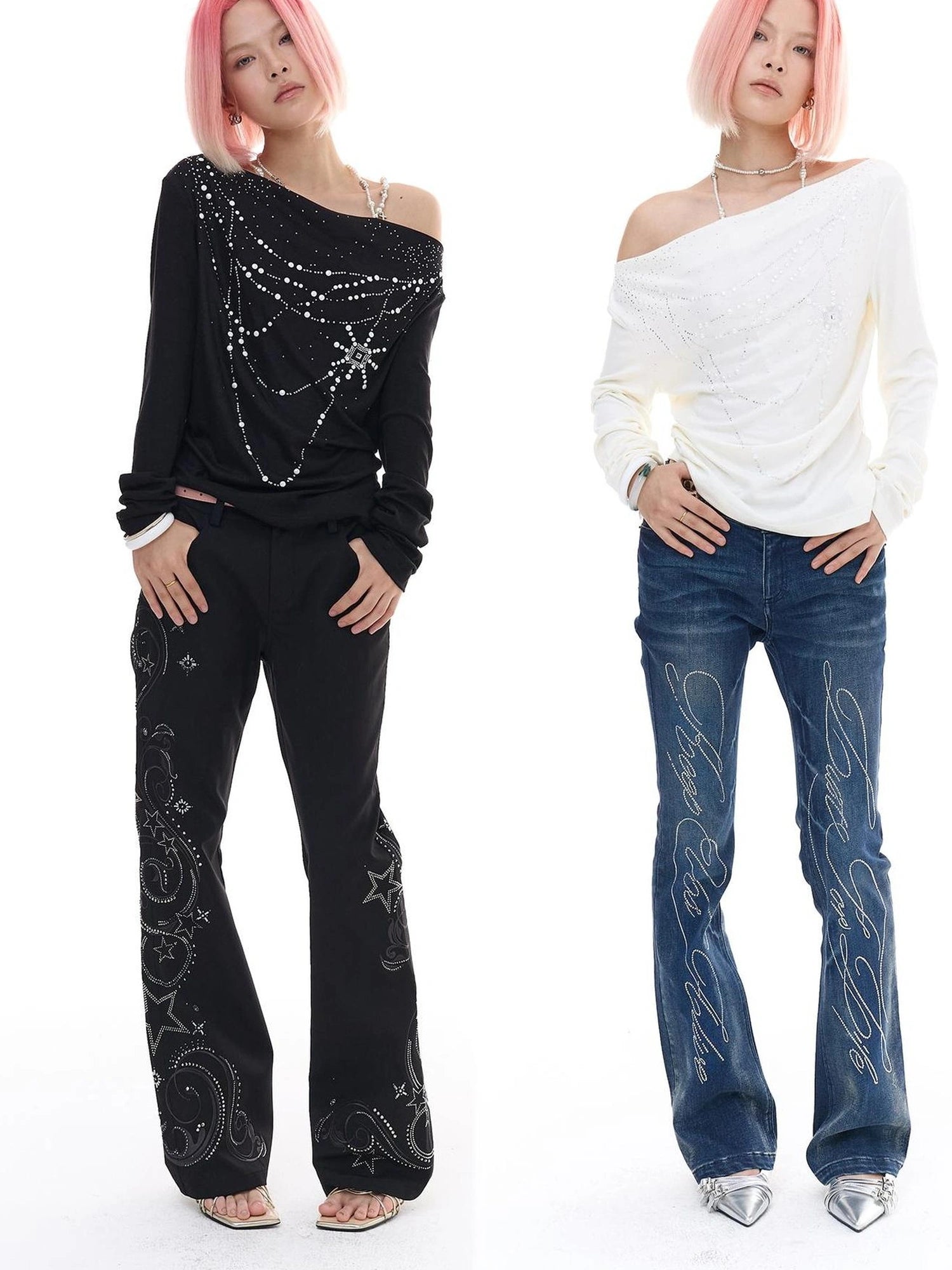 FayChui  Pearl Trimmed Draped Neck Wool Top