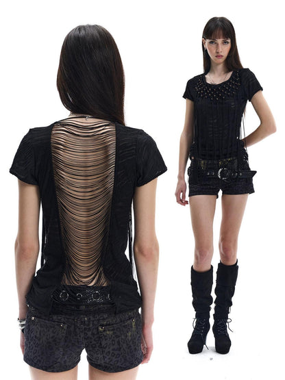 FayChui Punk Wasteland Tassel Beaded Cutout Women&