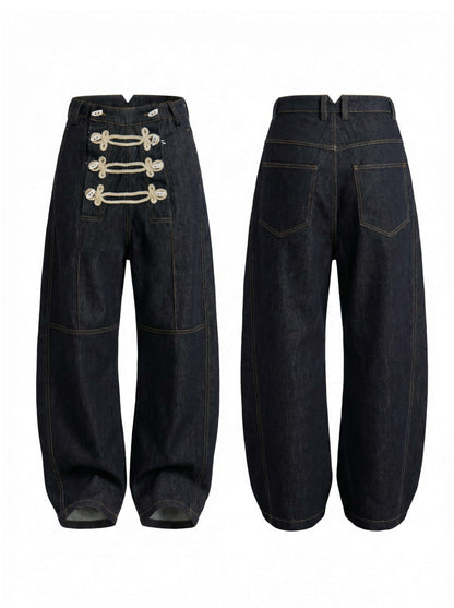 FayChui_Raw_Black_Court_Knot_Placket_Drawstring_Women&