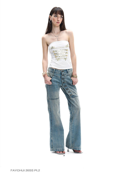 FayChui Regal Rope Knot Sequin Embroidery Slim Fit Women&