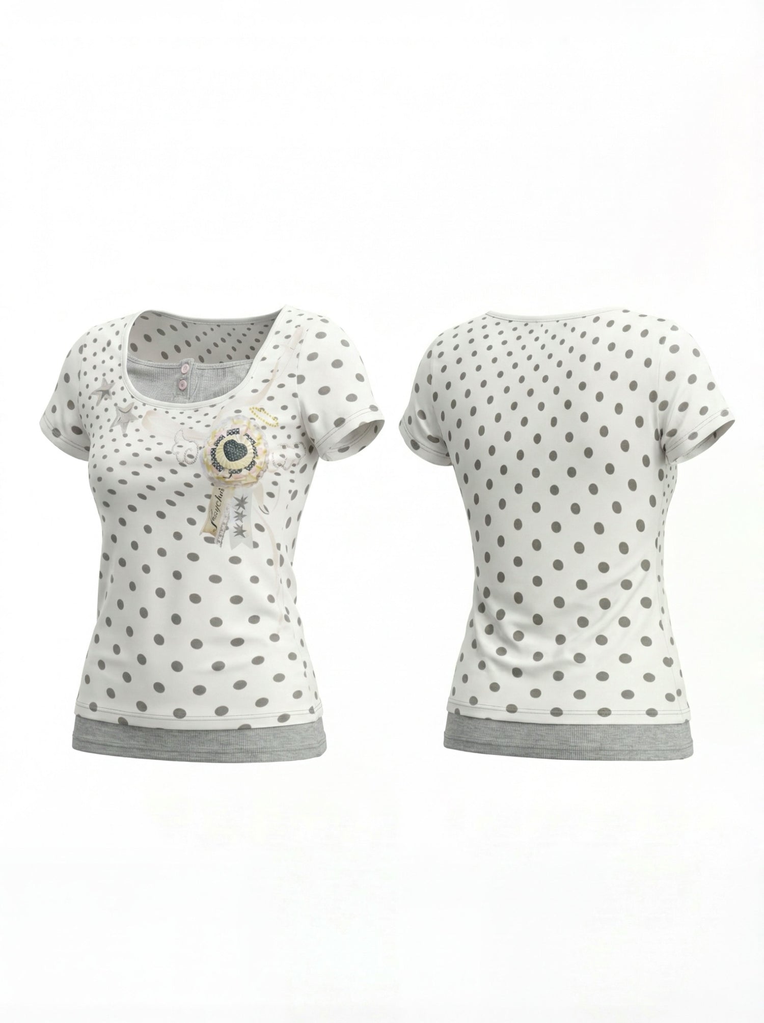 FayChui_Retro_Polka_Dot_Layered_Square_Neck_Women&