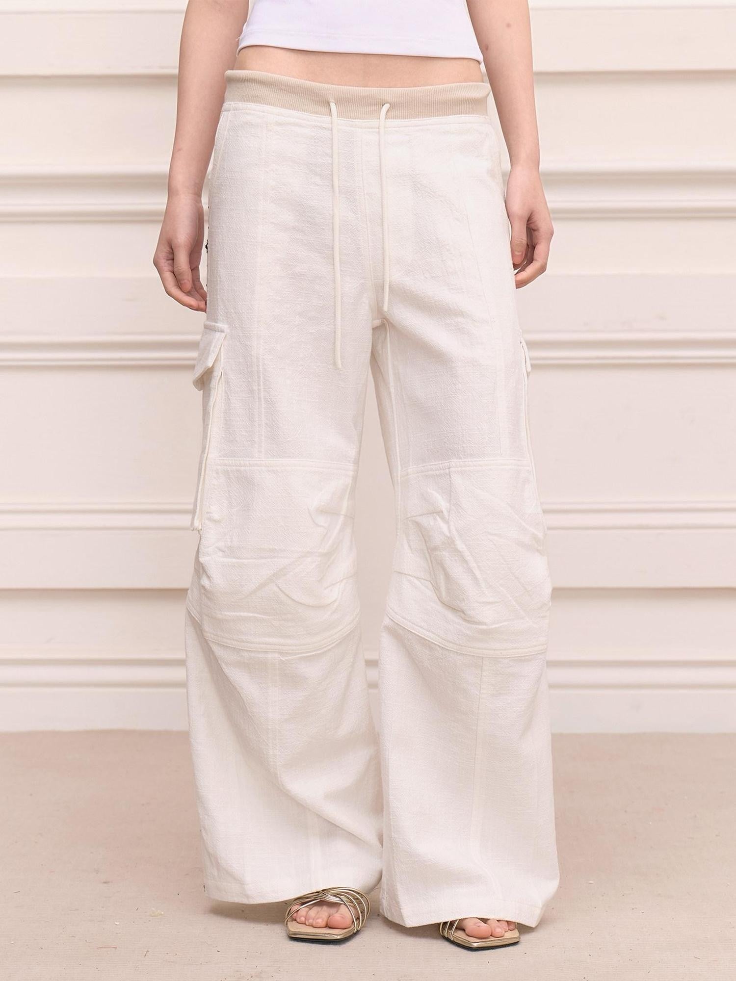 FayChui Retro Street Hotfix Rhinestone Cargo Edgy Women&