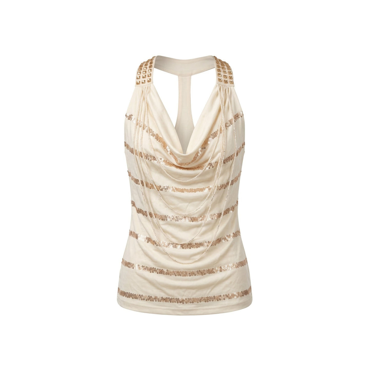 FayChui_Rhinestone_Draped_Neck_Embroidered_Slim_Fit_Acetate_Women&