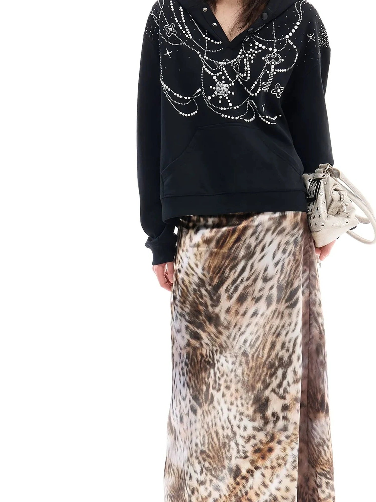 FayChui  Rhinestone Hooded Sweatshirt Jogger Set