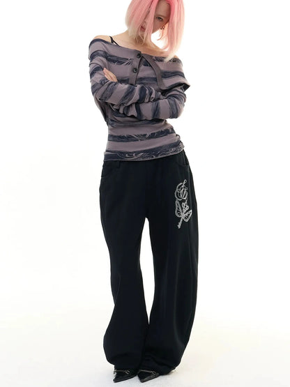 FayChui  Rhinestone Hooded Sweatshirt Jogger Set