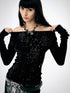 FayChui Rhinestone One Line Collar Slim Fit Women&