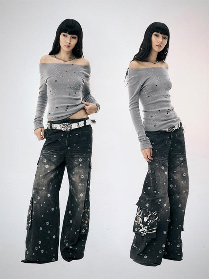 FayChui Rhinestone One Line Collar Slim Fit Women&