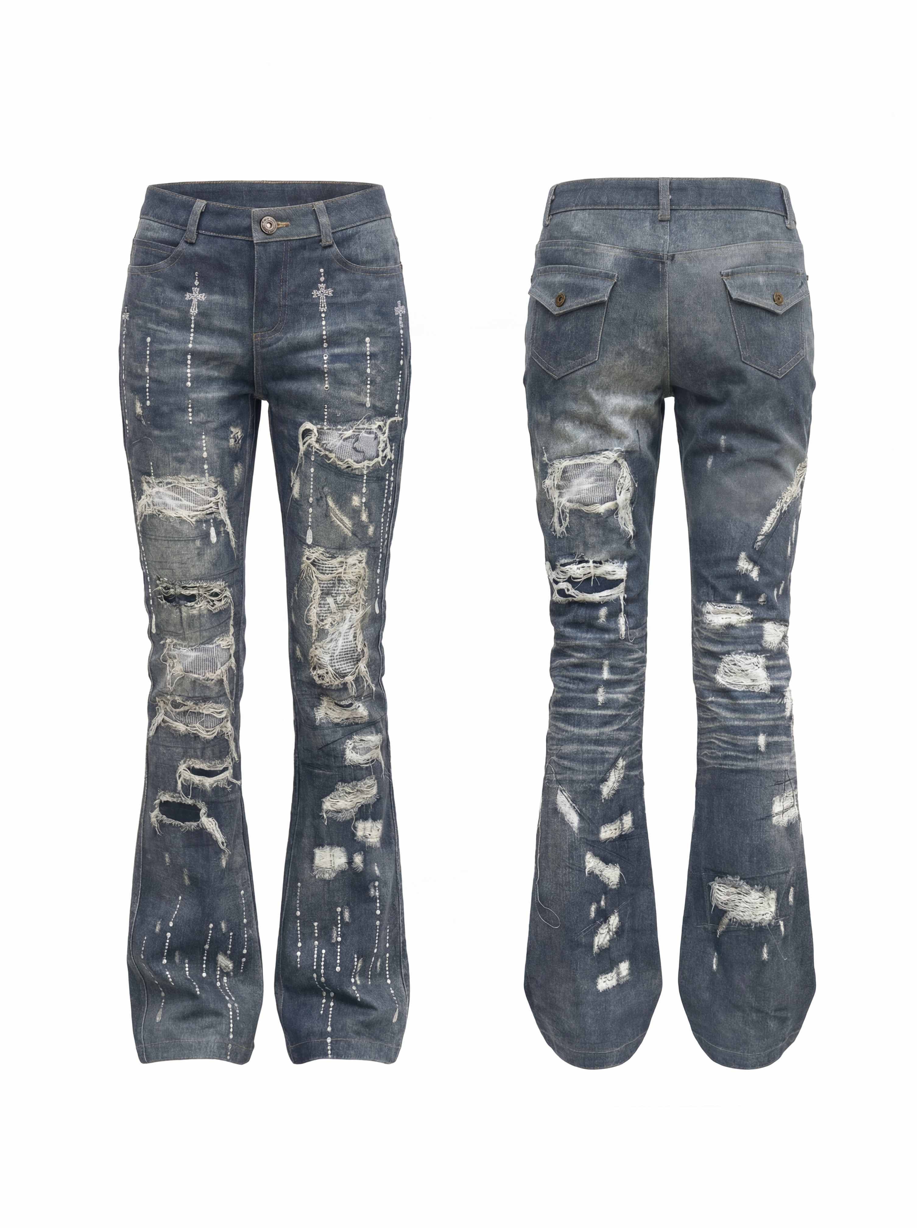 FayChui_Rhinestone_Print_Distressed_Straight_Leg_Women&