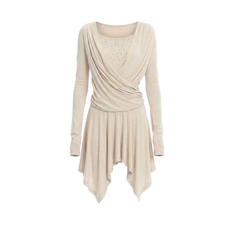 FayChui_Sequin_Faux_Layered_Draped_V-neck_Modal_Women&