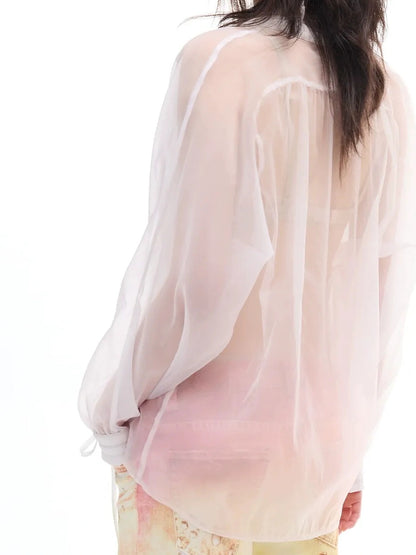 FayChui  Sheer Ruffle Butterfly Blouse