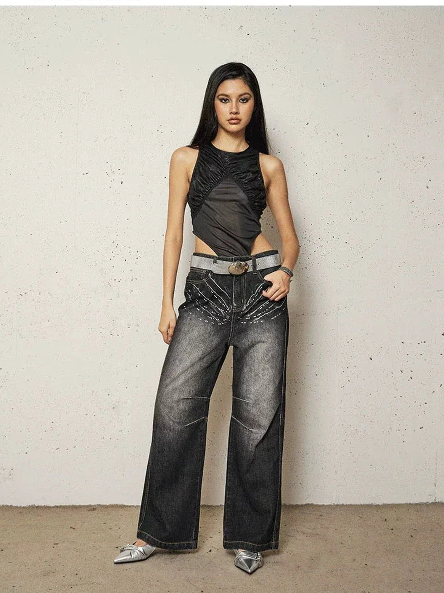 FayChui  Sleeveless Mesh Paneled Bodycon Jumpsuit
