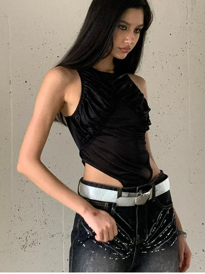FayChui  Sleeveless Mesh Paneled Bodycon Jumpsuit