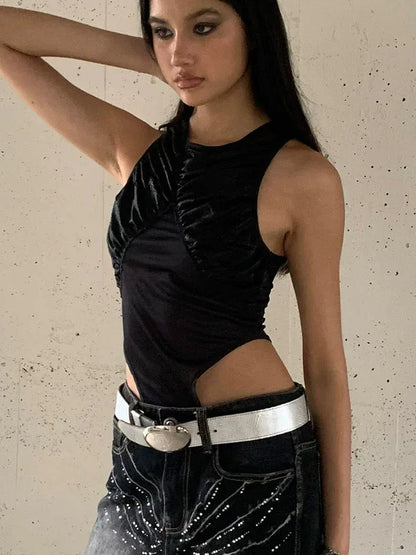 FayChui  Sleeveless Mesh Paneled Bodycon Jumpsuit