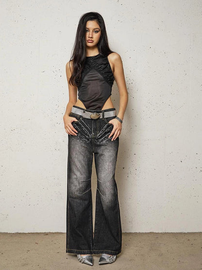 FayChui  Sleeveless Mesh Paneled Bodycon Jumpsuit