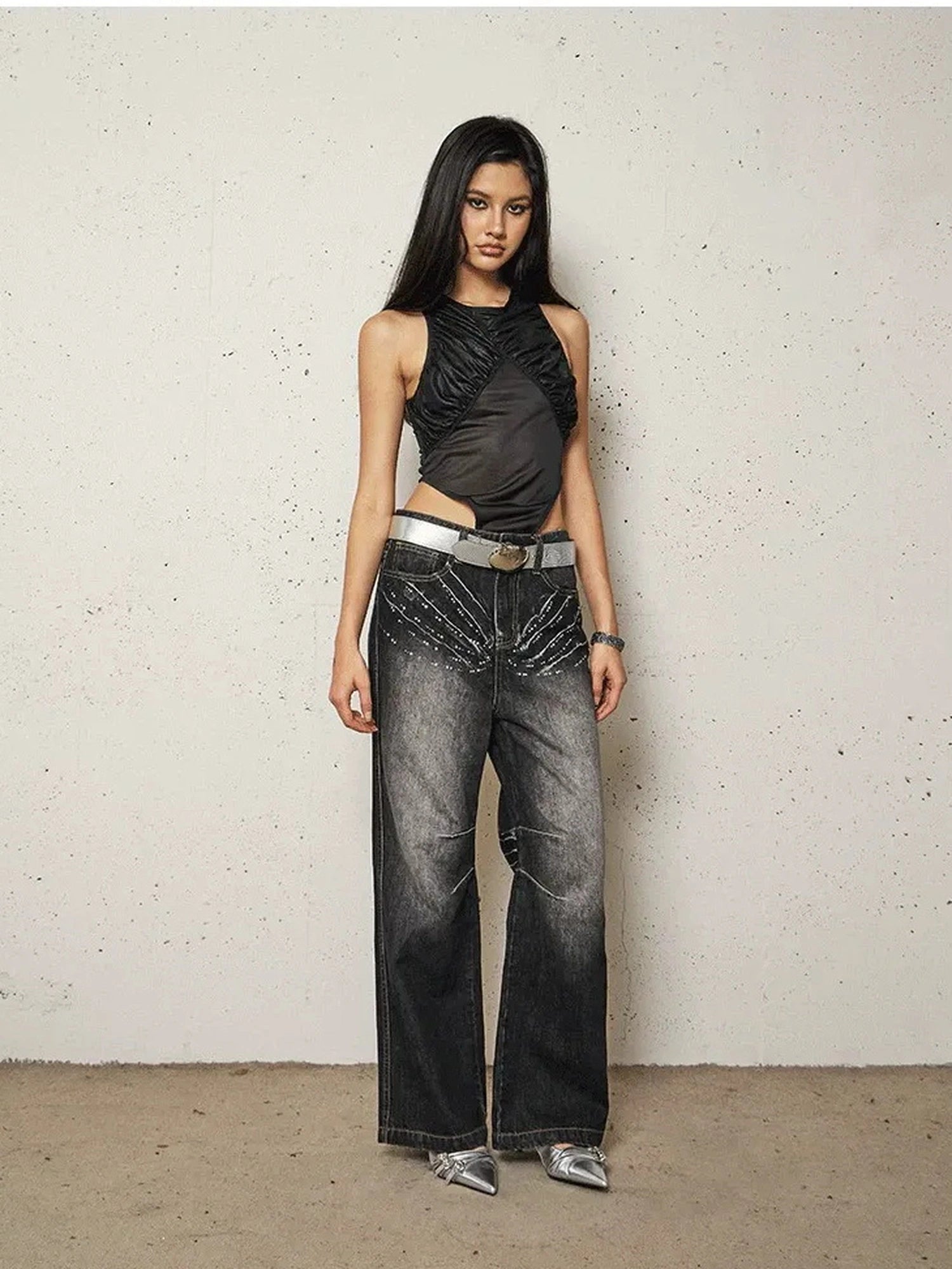 FayChui  Sleeveless Mesh Paneled Bodycon Jumpsuit