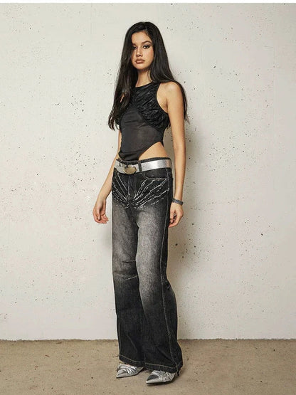 FayChui  Sleeveless Mesh Paneled Bodycon Jumpsuit