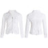 FayChui  Slim Fit Star Embroidery Ruffle Hem Striped Shirt