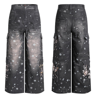 FayChui_Snowflake_Print_Vintage_Cargo_Loose_Women&