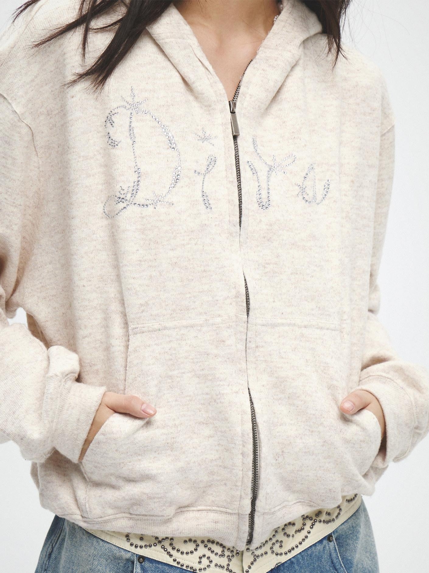 FayChui Soft Loose Fit Diva Rhinestone Lettering Women&