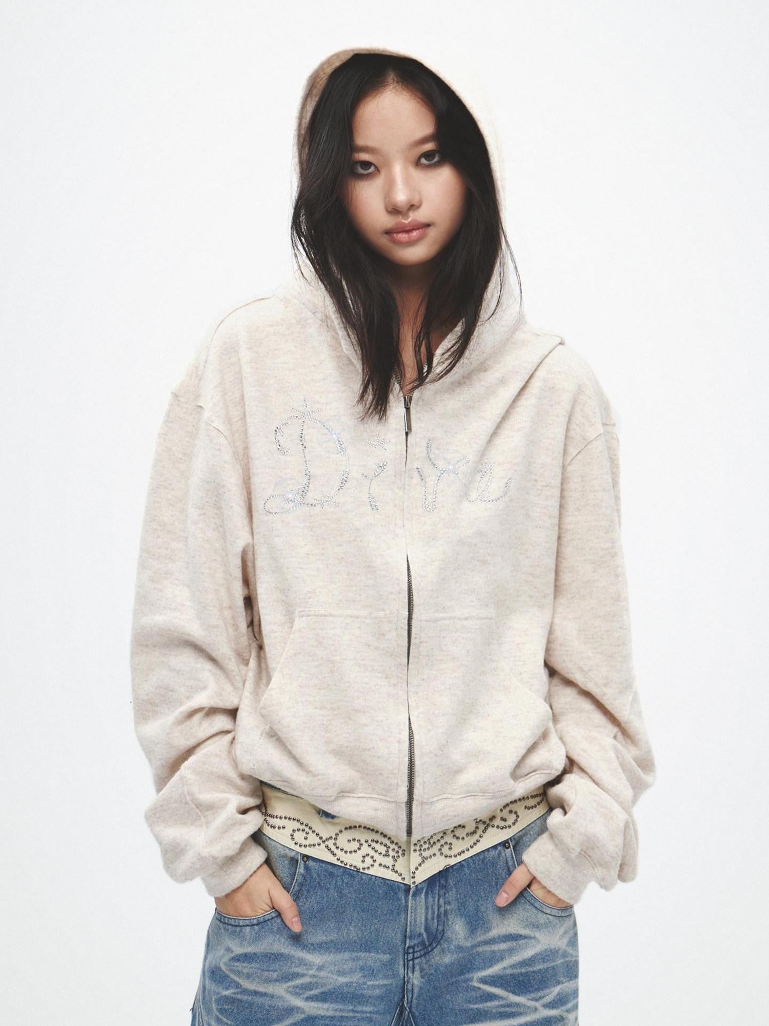 FayChui Soft Loose Fit Diva Rhinestone Lettering Women&