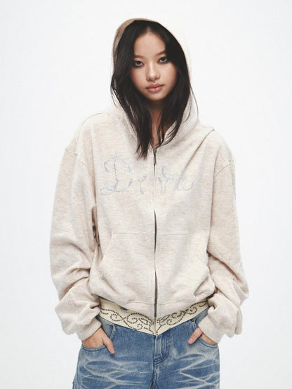FayChui Soft Loose Fit Diva Rhinestone Lettering Women&