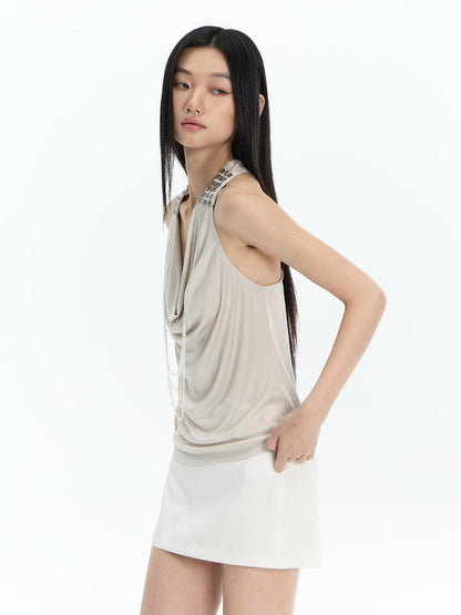 FayChui Sparkling Rhinestone Chain Draped Neck Acetate Women&