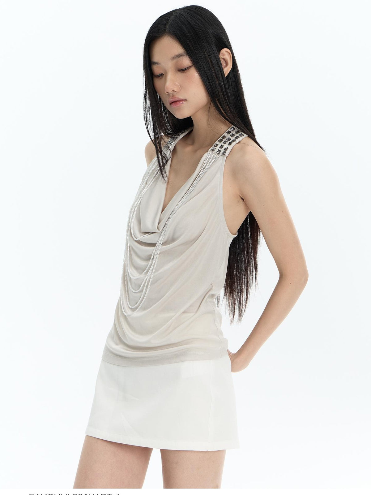 FayChui Sparkling Rhinestone Chain Draped Neck Acetate Women&