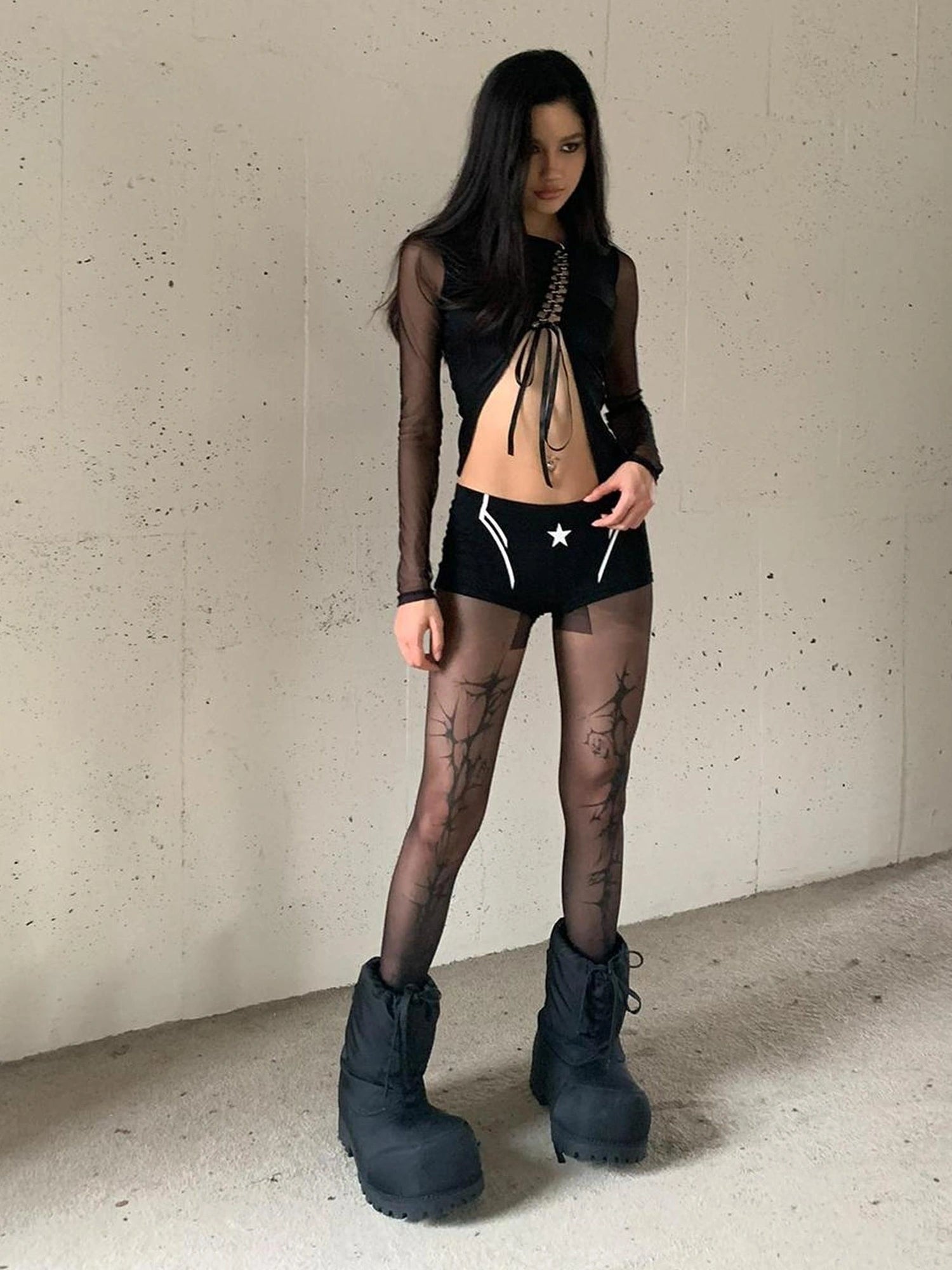 FayChui  Star Print Layering Shorts