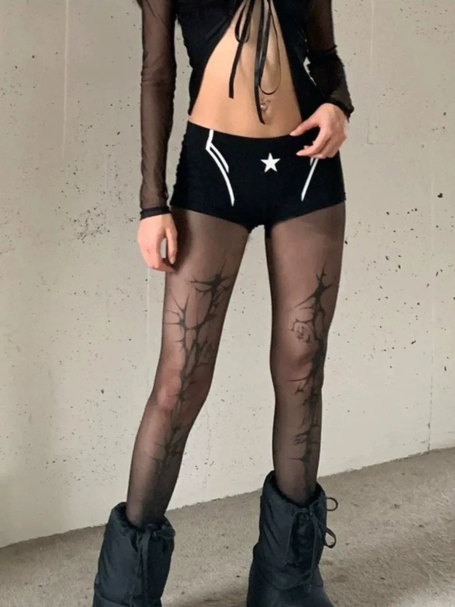 FayChui  Star Print Layering Shorts