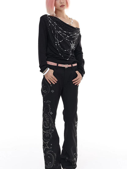 FayChui  Star Studded Flared Trousers