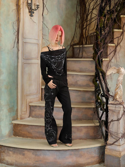 FayChui  Star Studded Flared Trousers