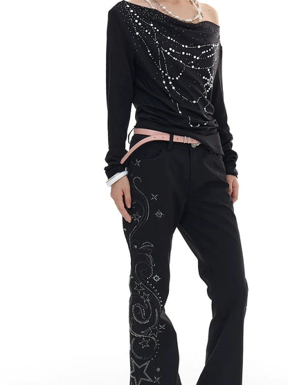 FayChui  Star Studded Flared Trousers
