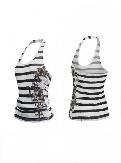 FayChui_Striped_Floral_Embroidered_Rhinestone_Backless_Women&