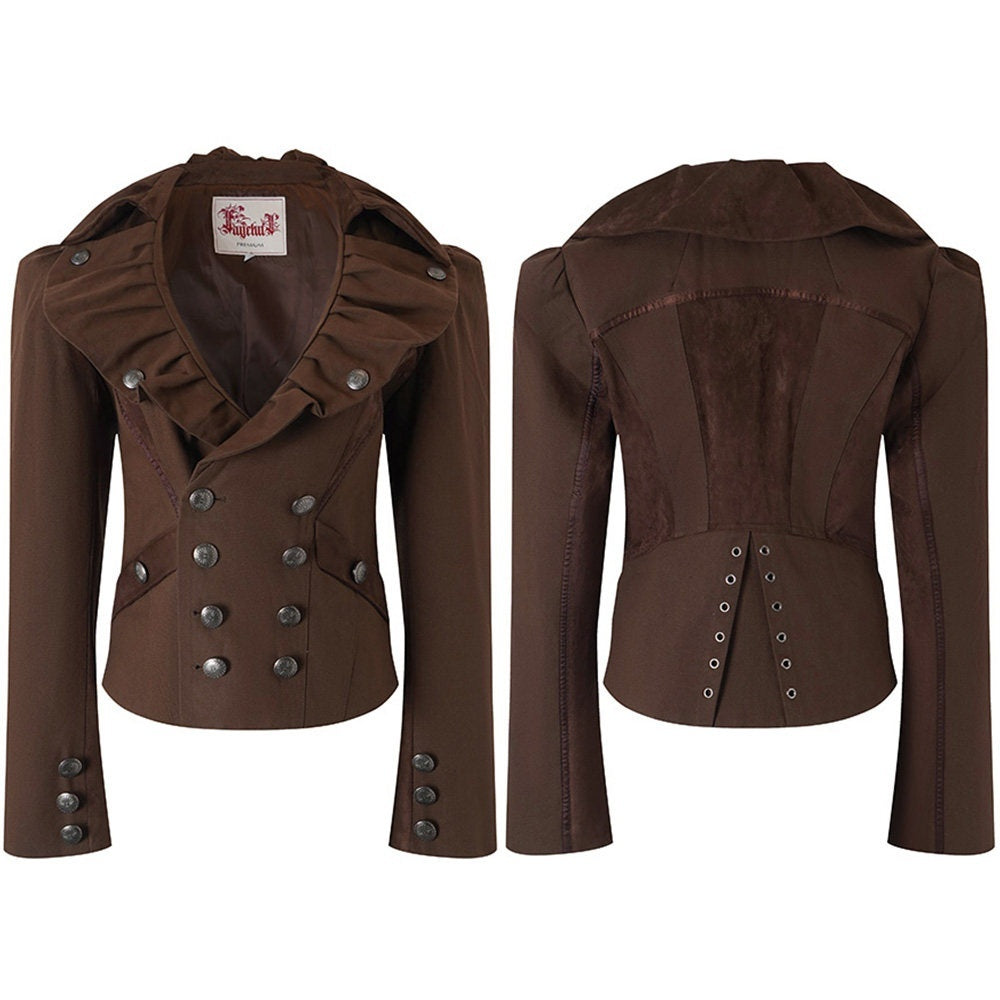 FayChui_Tan_Wide_Lapel_Lace_Cinched_Waist_Double_Breasted_Slim_Women&