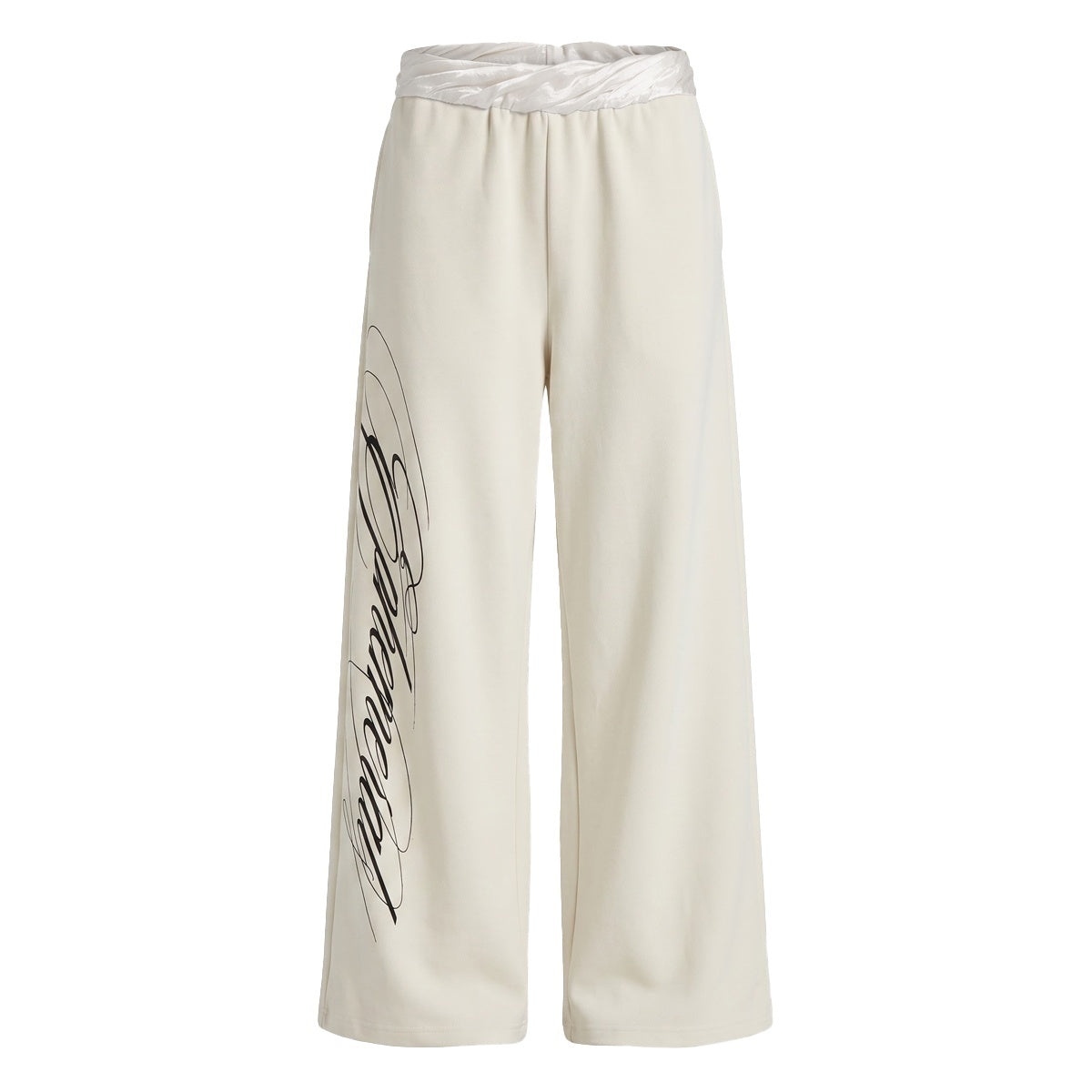 FayChui_Textured_Letter_Print_Straight_Leg_Acetate_Satin_Waist_Women&