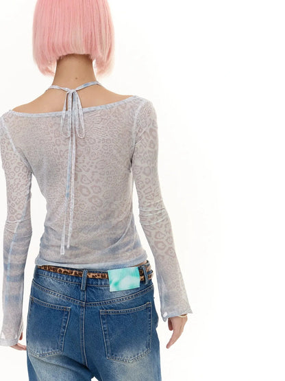 Two Piece Leopard Print Henley Top