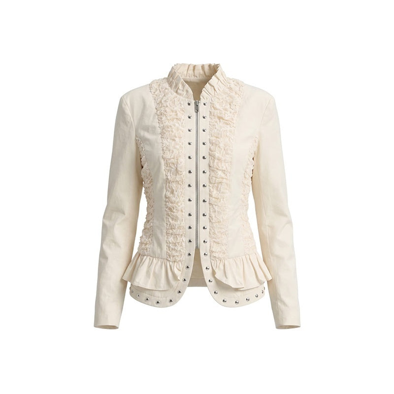 FayChui_V-neck_Lace_Pleated_Cinched_Waist_Women&