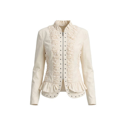 FayChui_V-neck_Lace_Pleated_Cinched_Waist_Women&