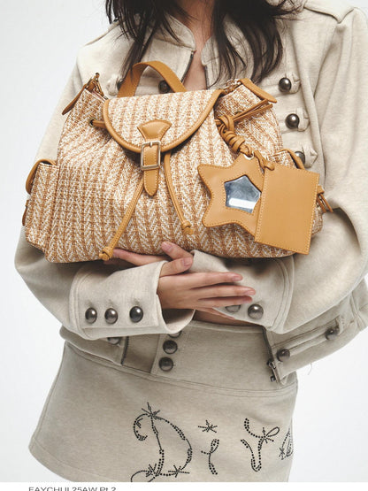 FayChui Vintage Brown French Underarm Double Strap Women&
