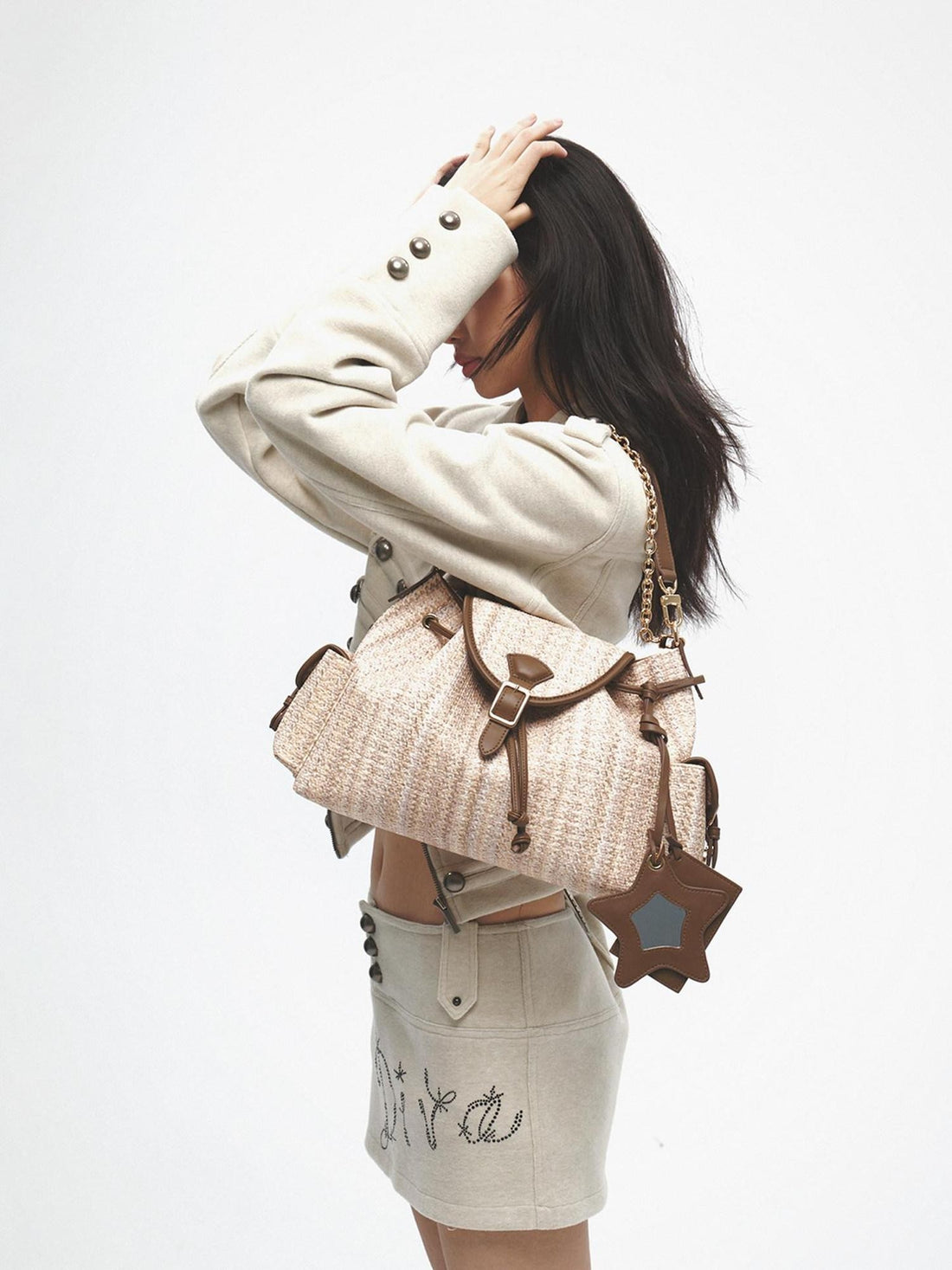 FayChui Vintage Brown French Underarm Double Strap Women&