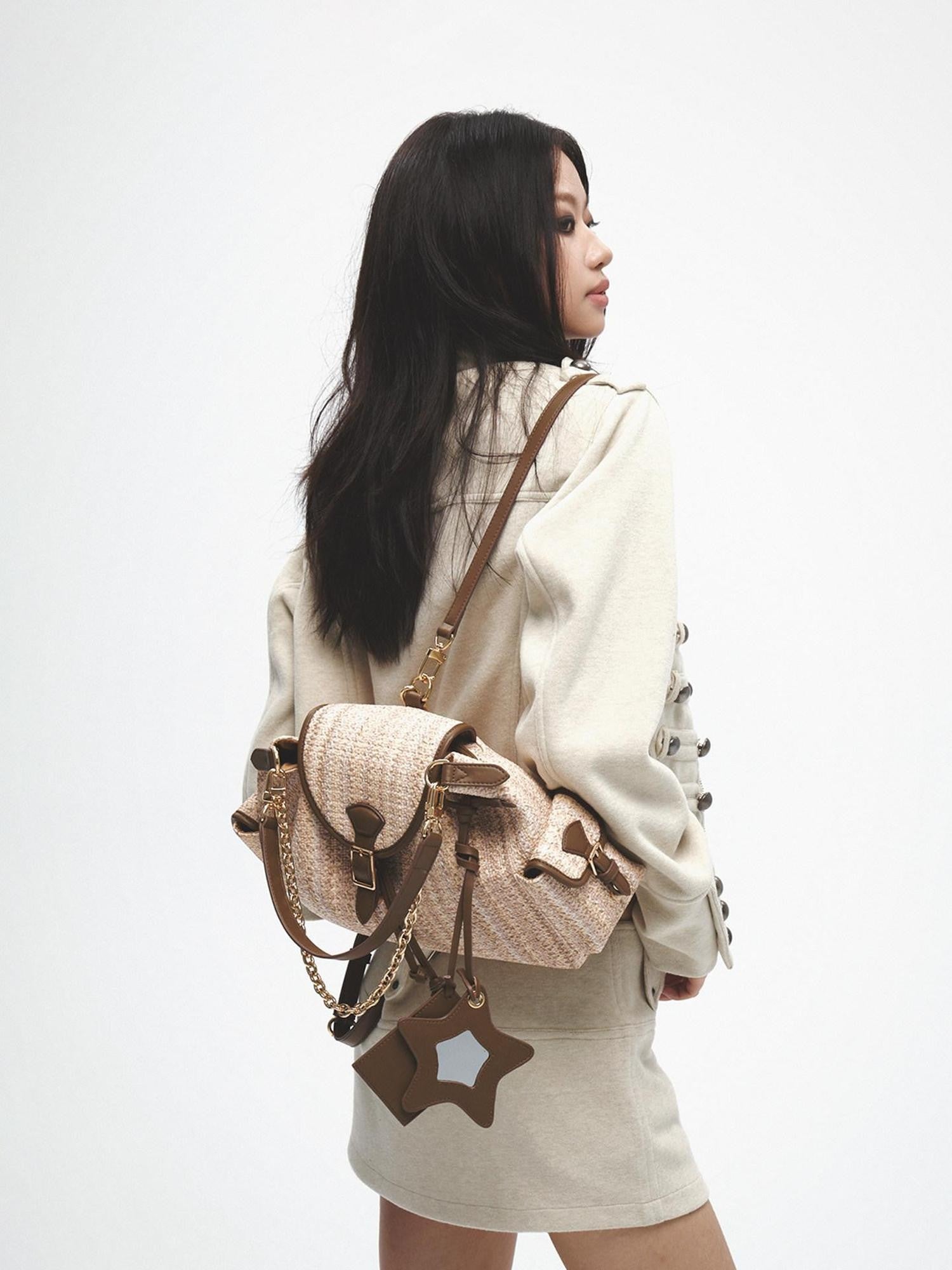FayChui Vintage Brown French Underarm Double Strap Women&