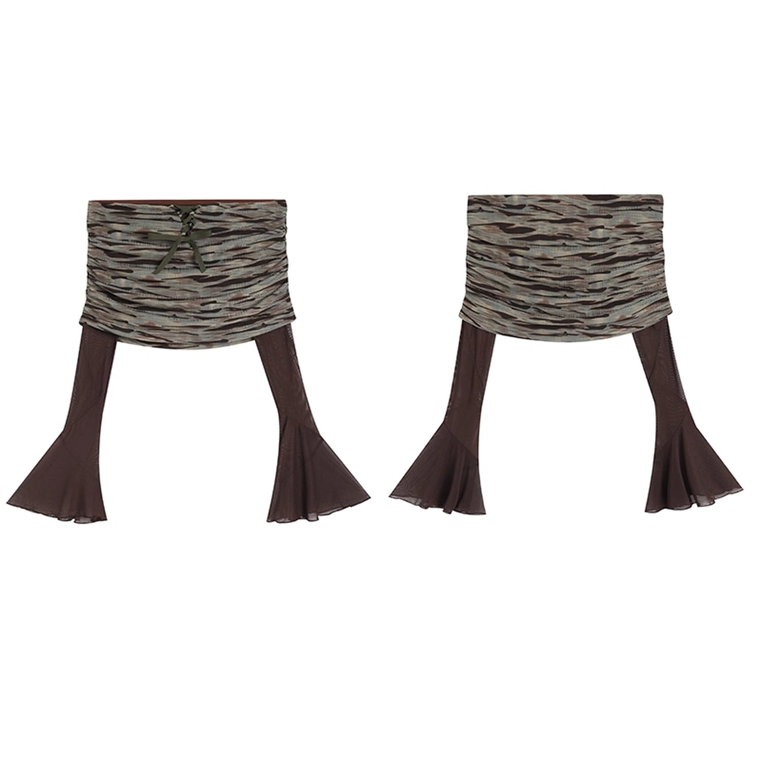 FayChui  Vintage Camo Mesh Off Shoulder Top