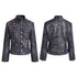 FayChui  Vintage Distressed Punk Print Biker Jacket