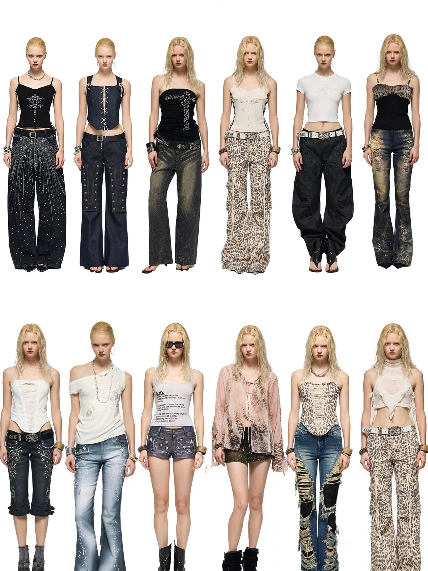 FayChui  Vintage Gem Flared Crop Pants