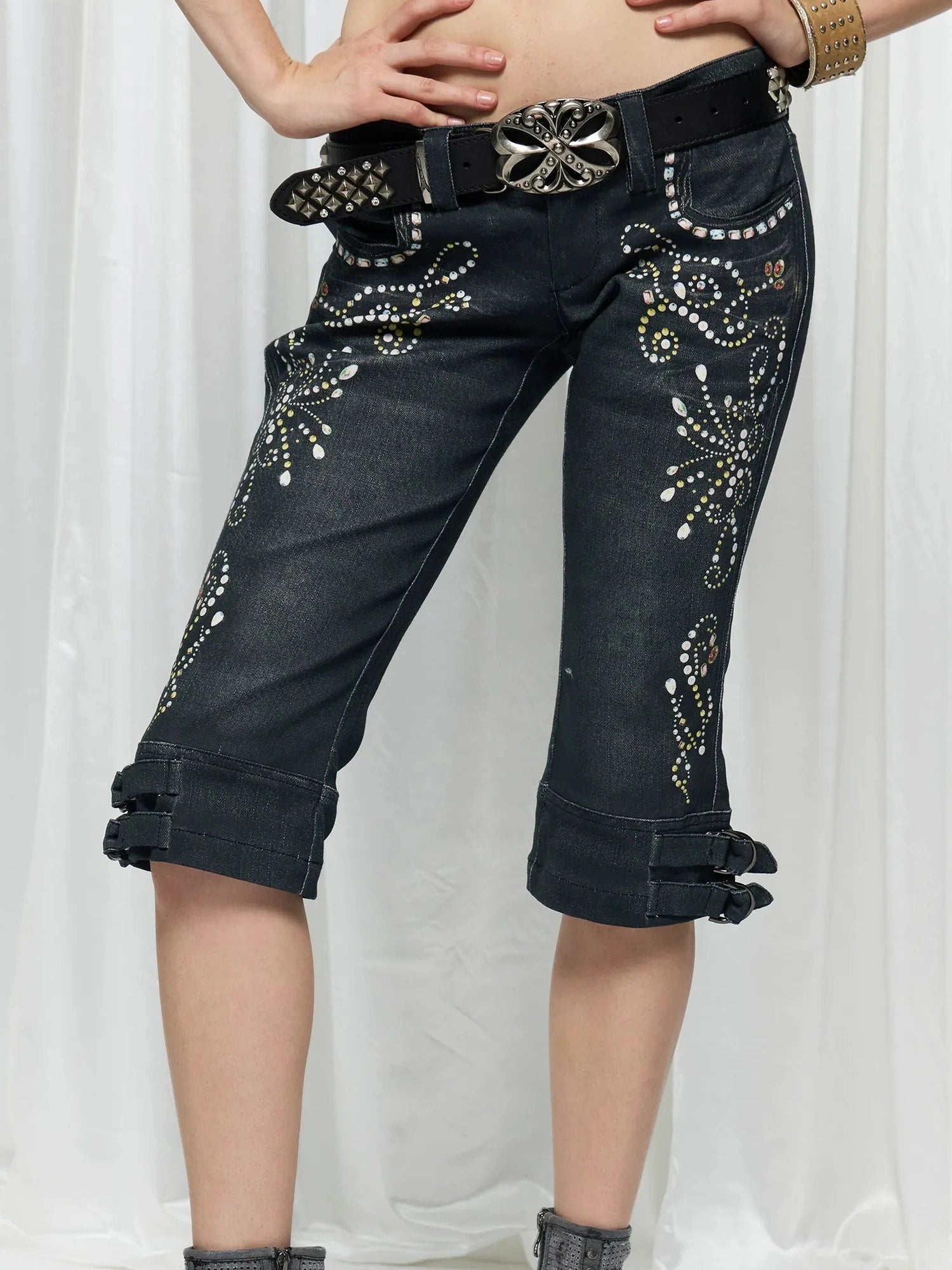 FayChui  Vintage Gem Flared Crop Pants