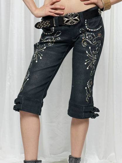 FayChui  Vintage Gem Flared Crop Pants