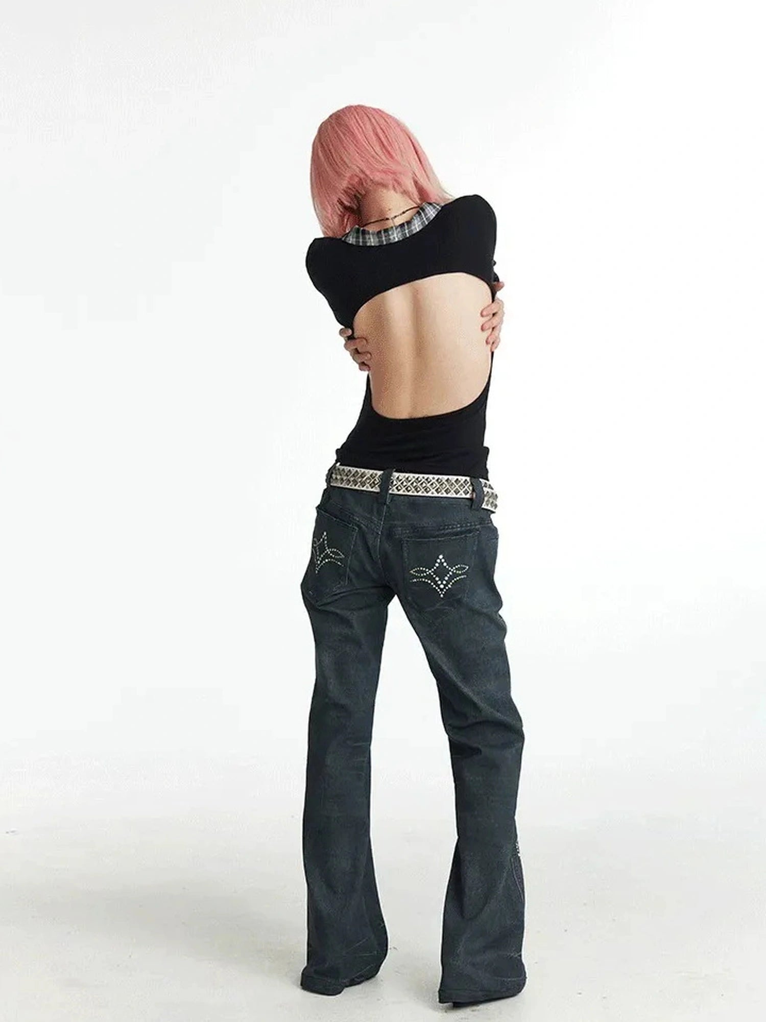 FayChui  Vintage Gemstone Floral Print Flare Pants
