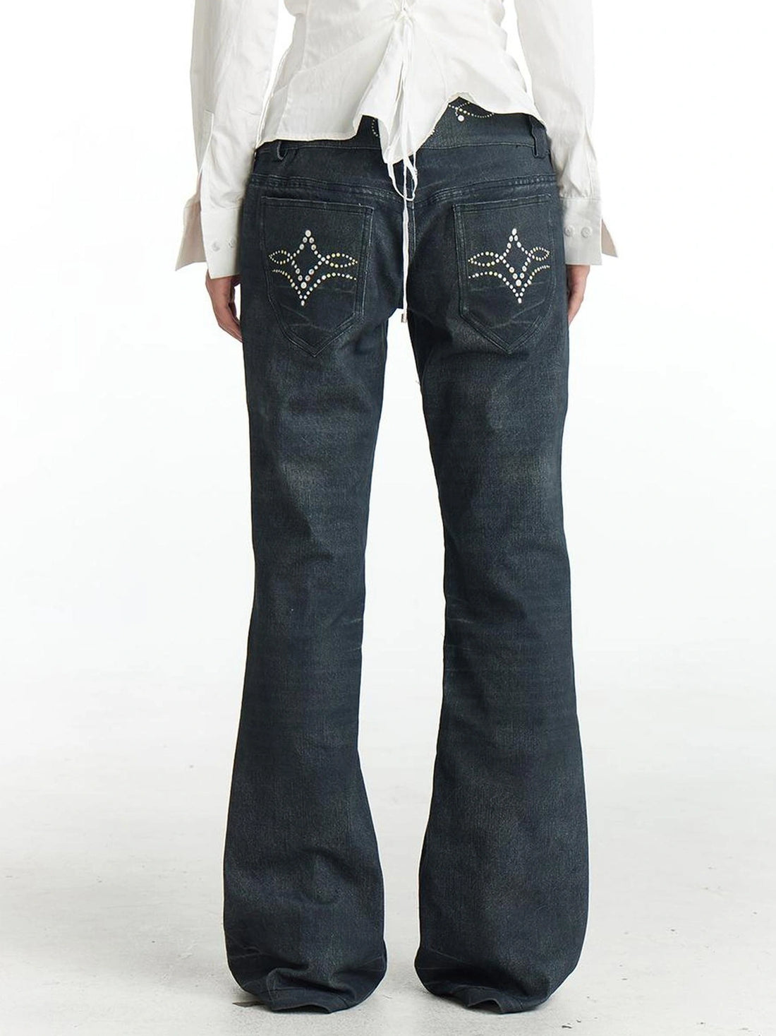 FayChui  Vintage Gemstone Floral Print Flare Pants