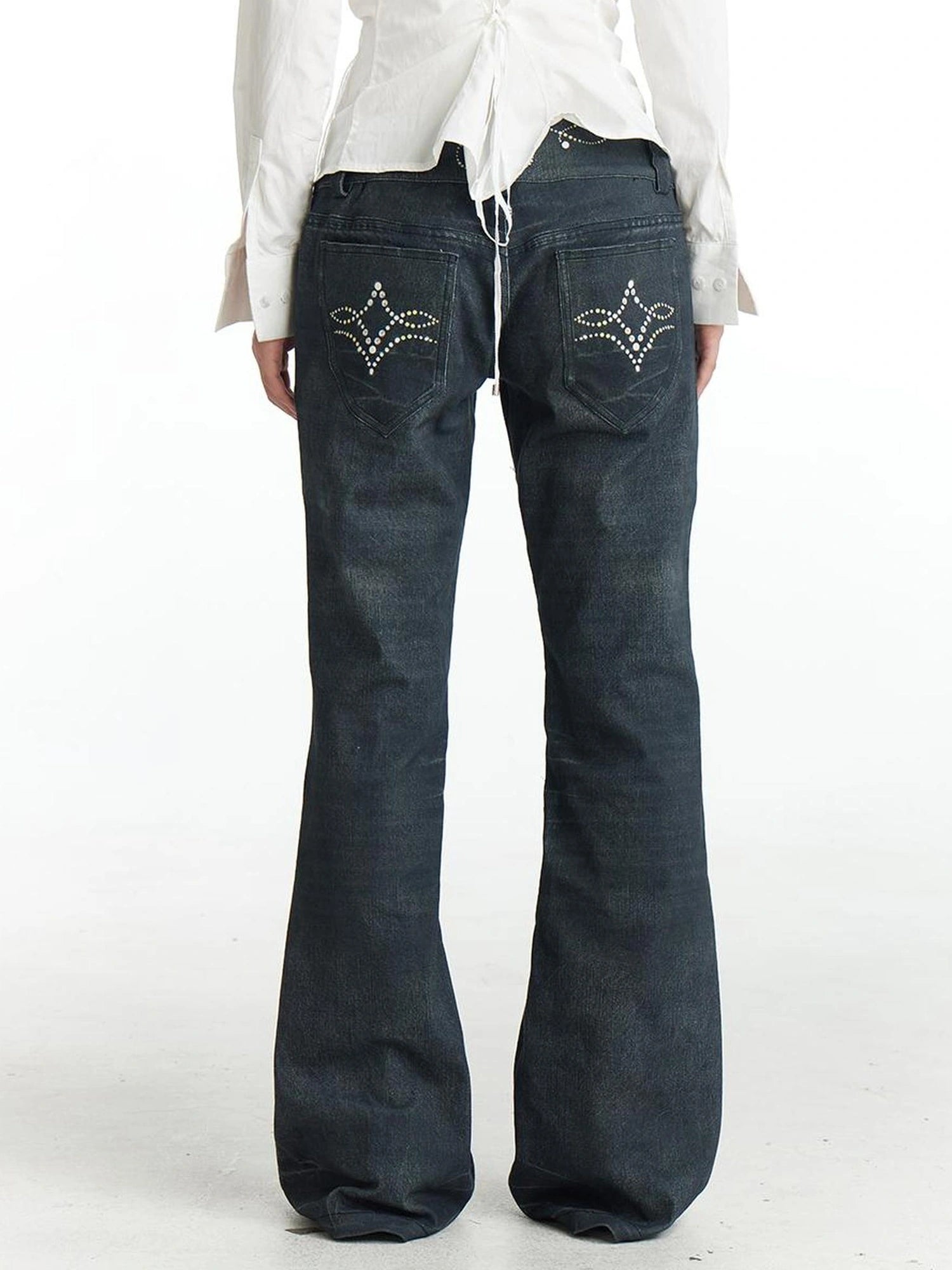 FayChui  Vintage Gemstone Floral Print Flare Pants